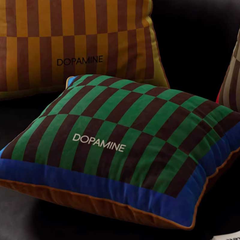 4color retro check cushion