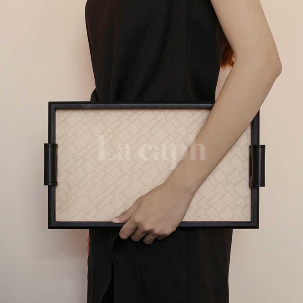 leather knit accessory tray (2colors)