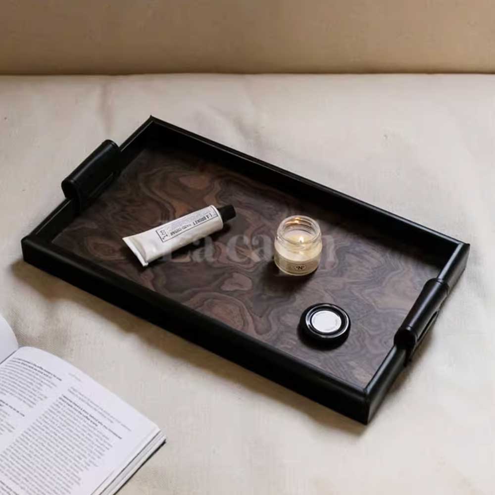 wood grain accessory tray