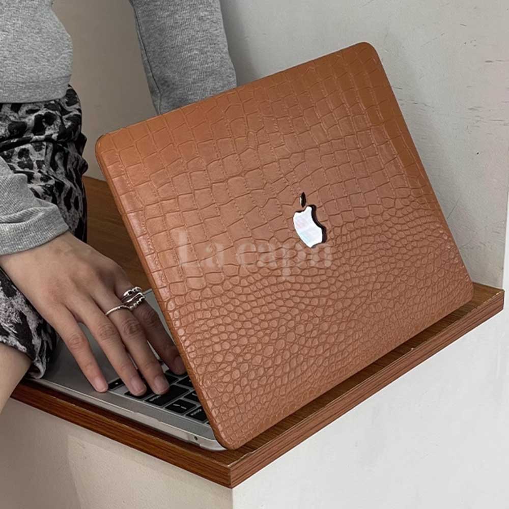 brown crocodile Mac book case