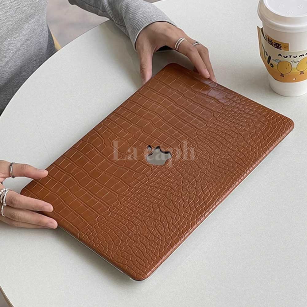 brown crocodile Mac book case
