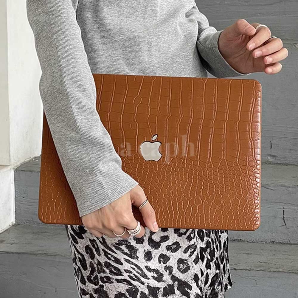 brown crocodile Mac book case