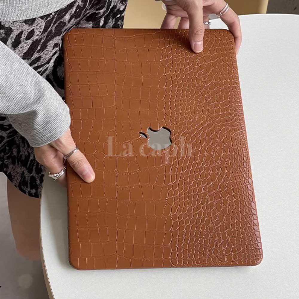 brown crocodile Mac book case