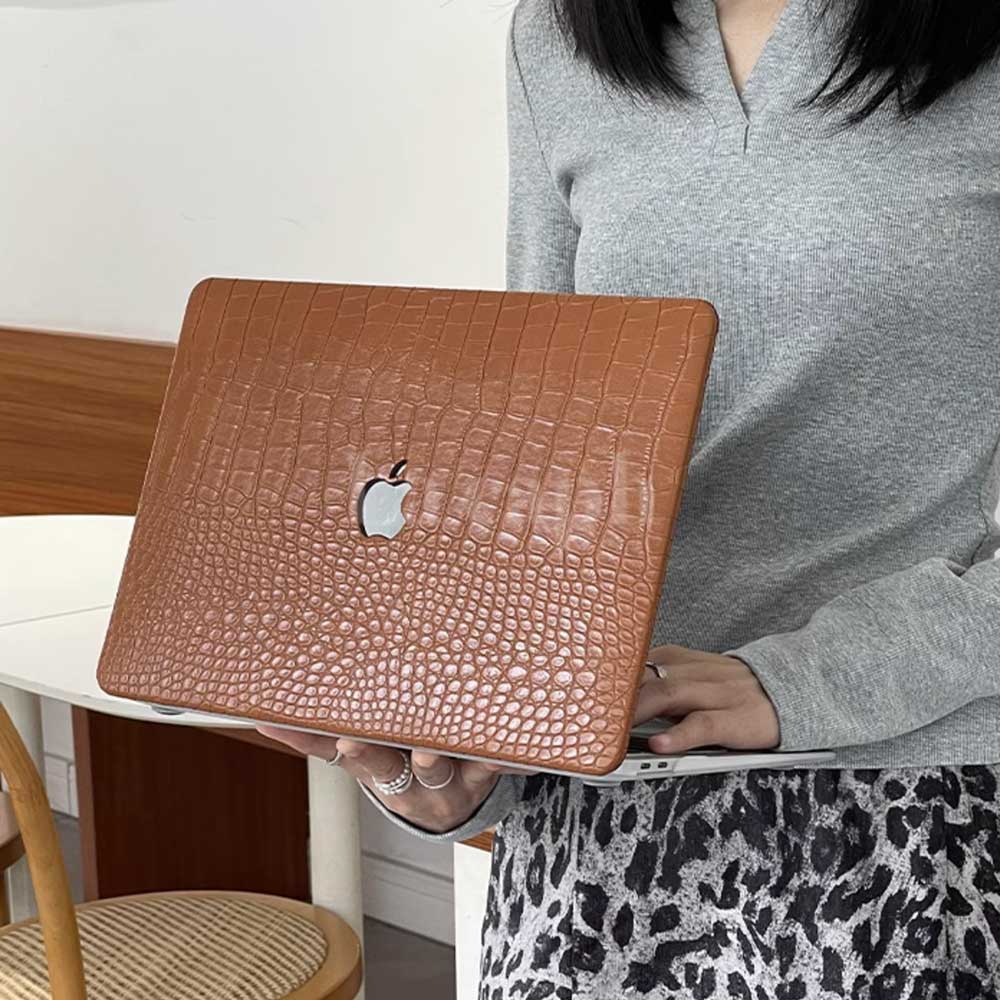 brown crocodile Mac book case