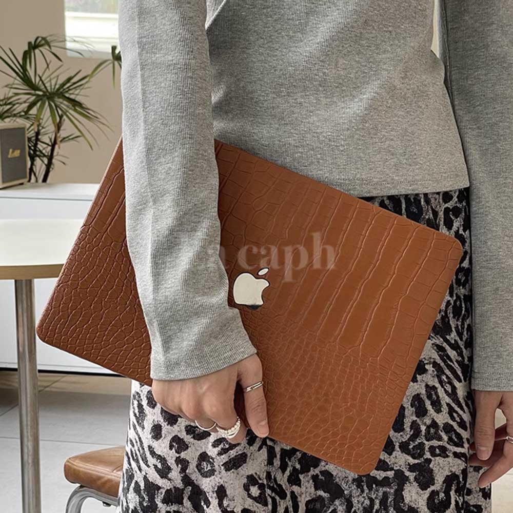 brown crocodile Mac book case