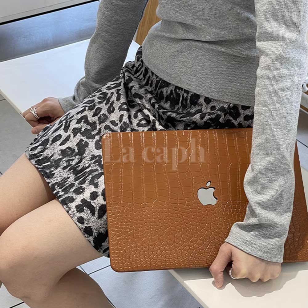 brown crocodile Mac book case
