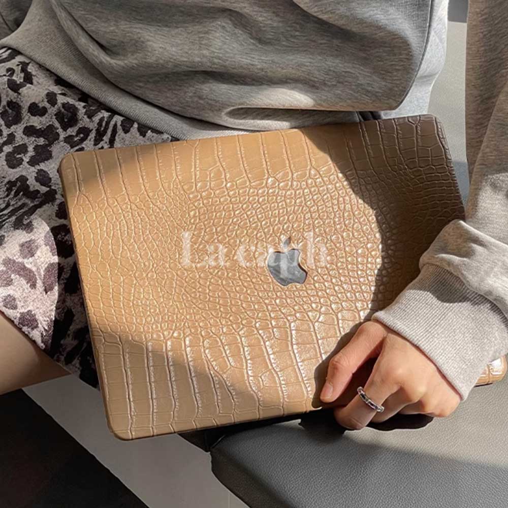 beige crocodile Mac book case