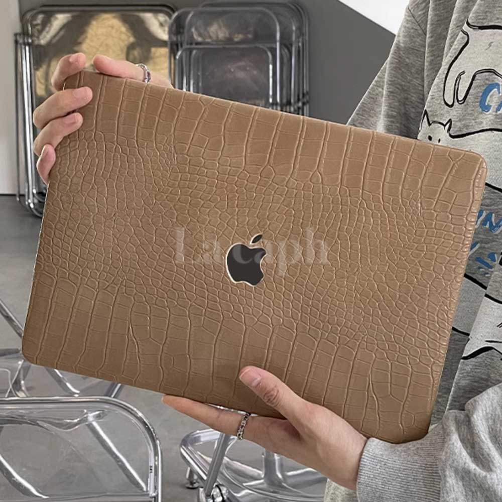 beige crocodile Mac book case