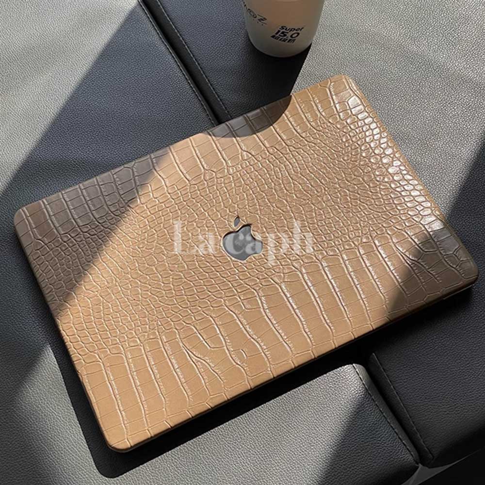 beige crocodile Mac book case