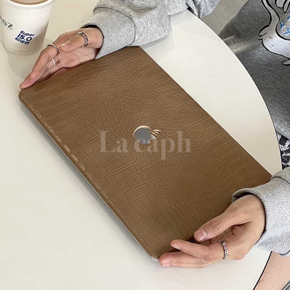 beige crocodile Mac book case