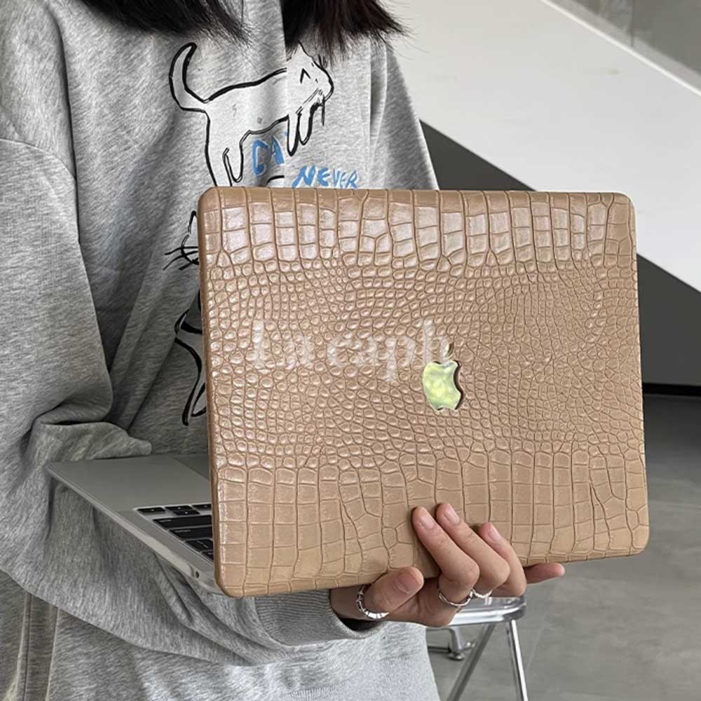 beige crocodile Mac book case