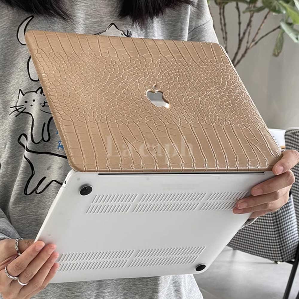 beige crocodile Mac book case