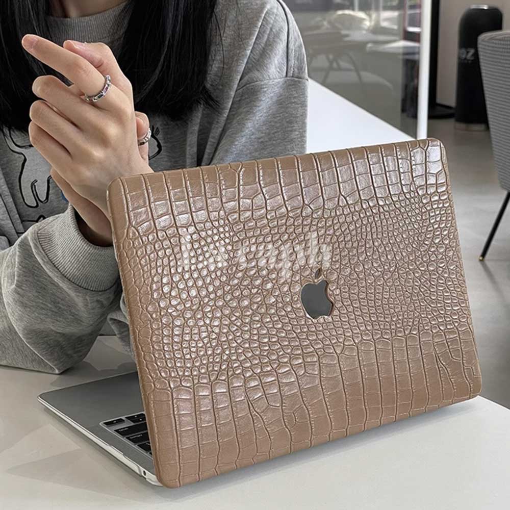 beige crocodile Mac book case