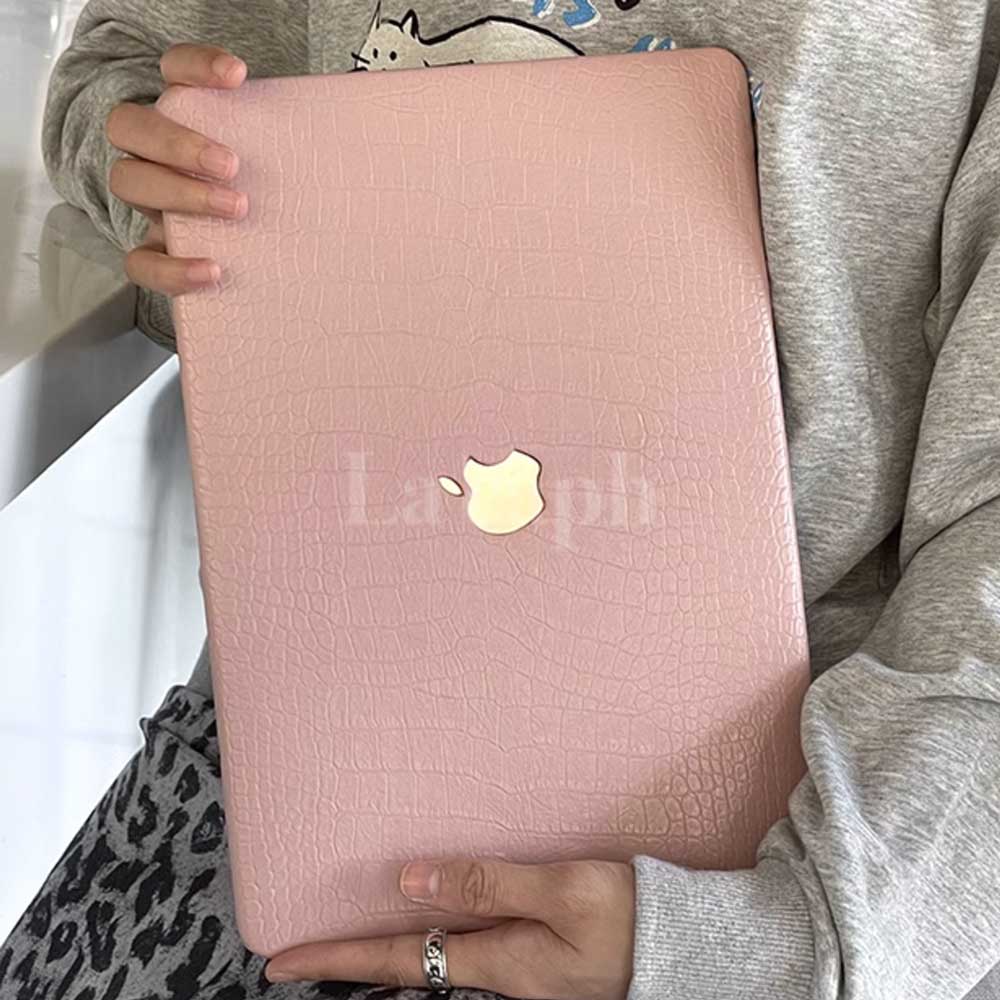 pink crocodile Mac book case