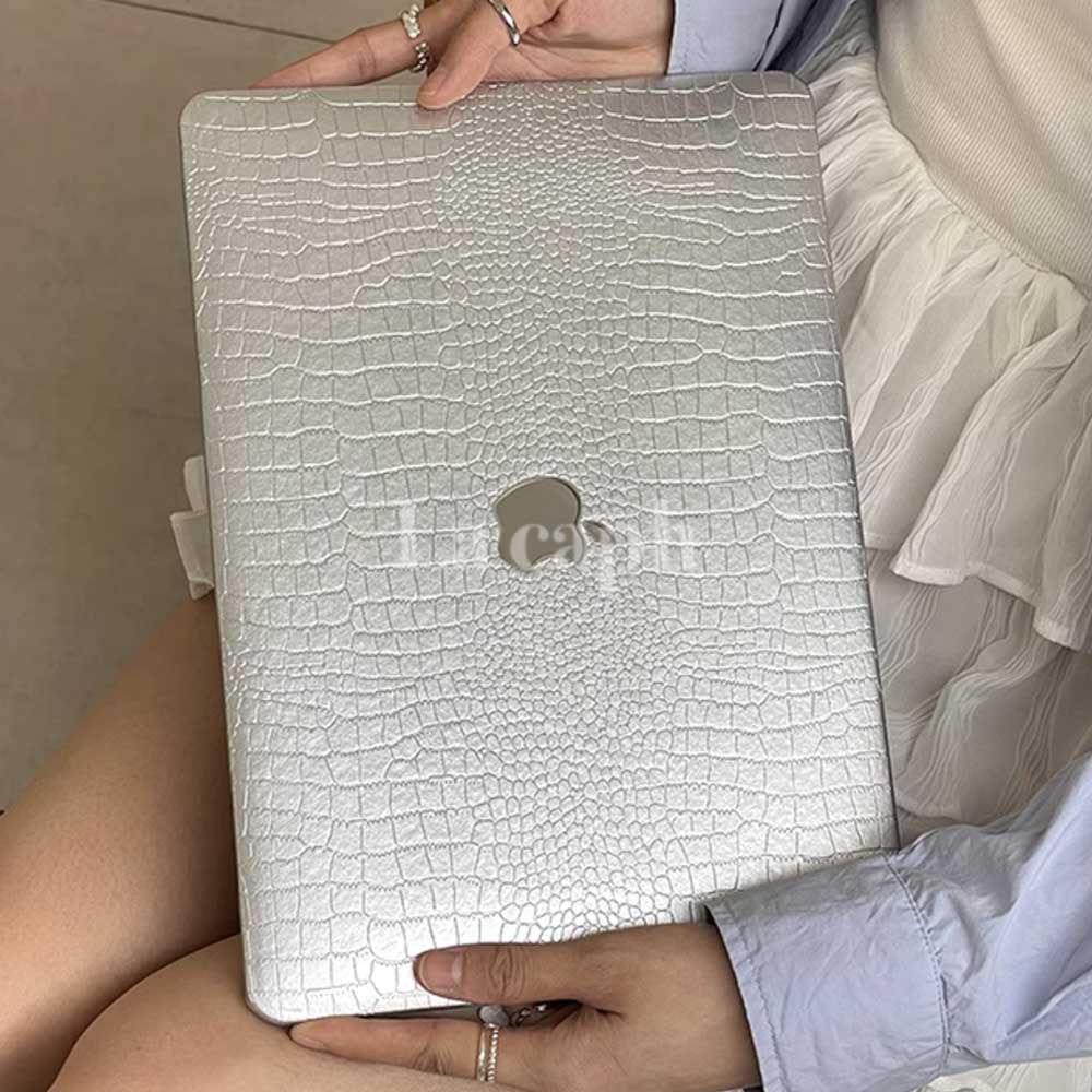 silver crocodile Mac book case
