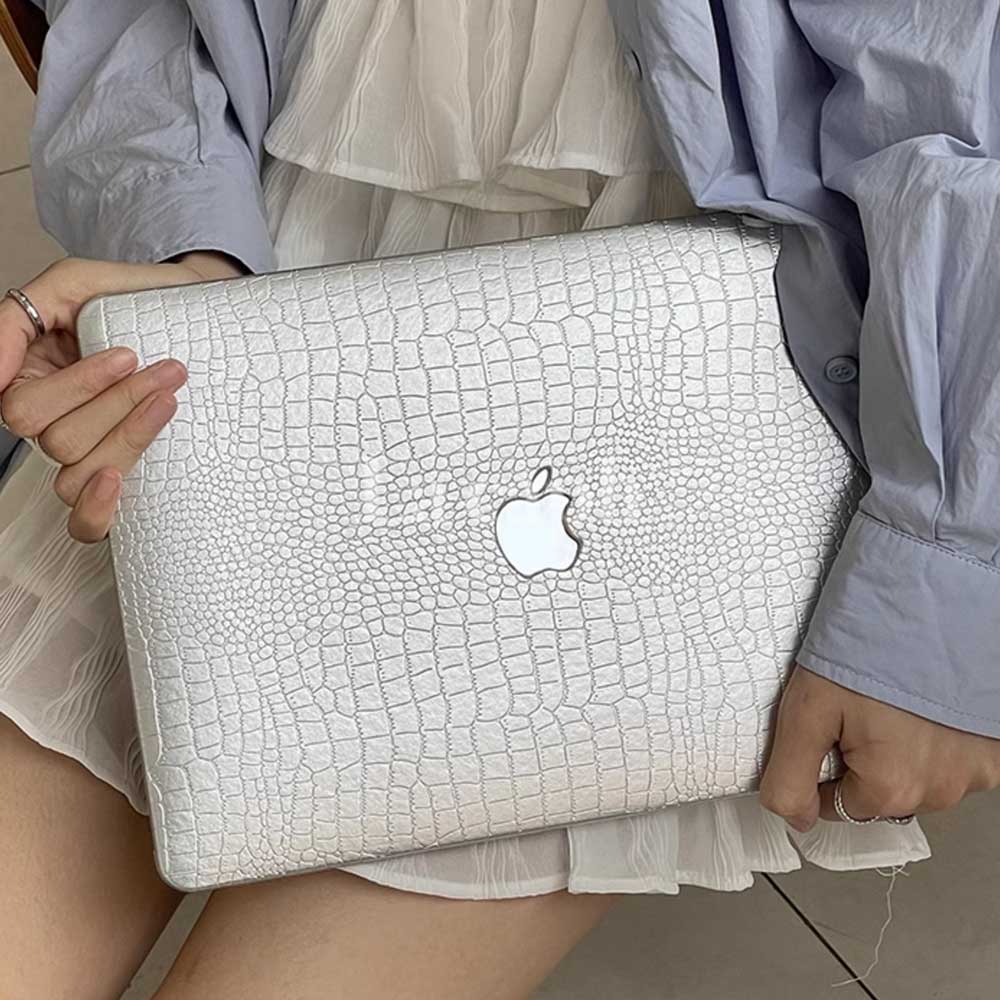 silver crocodile Mac book case