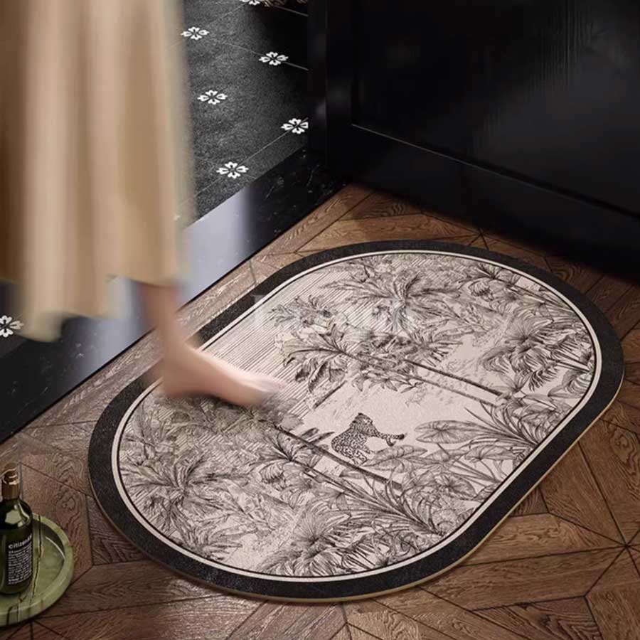 black jungle bath mat