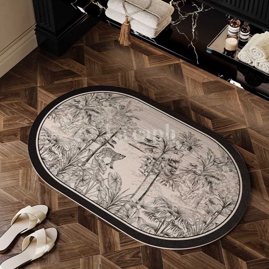 black jungle bath mat