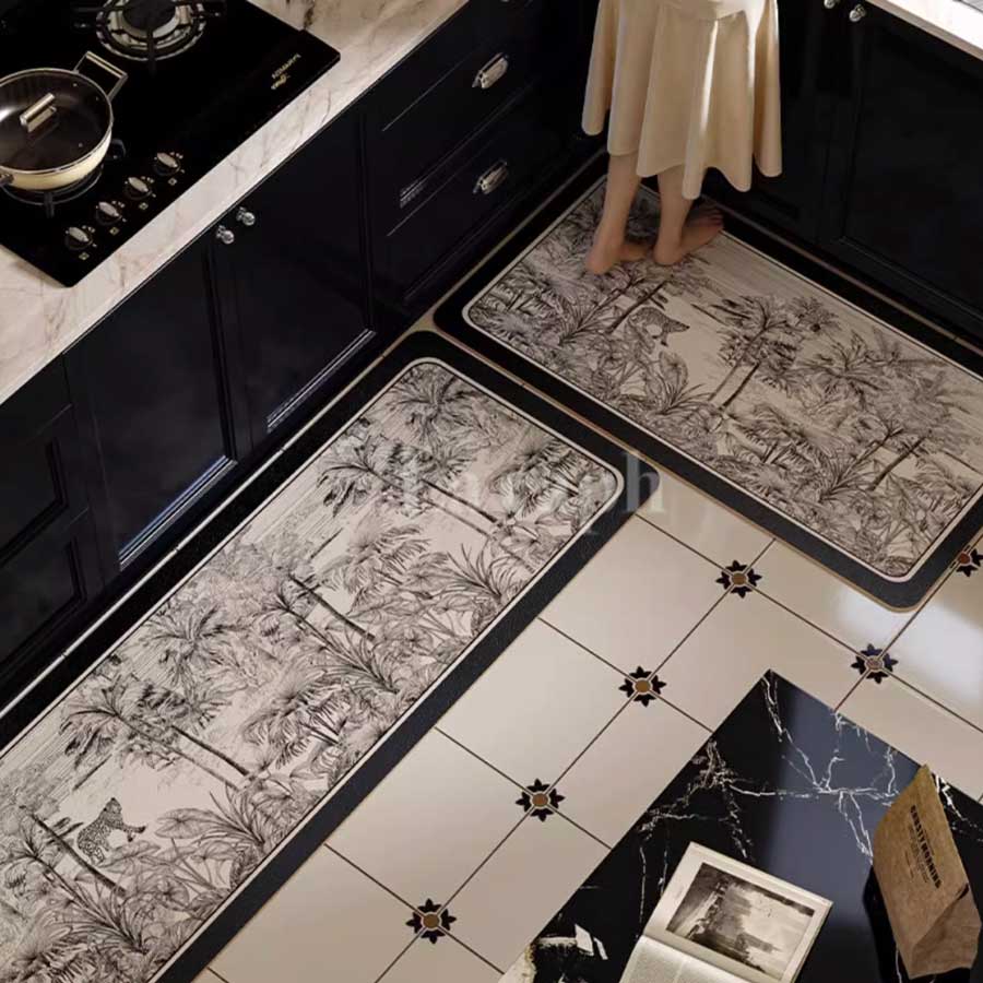 black jungle kitchen mat