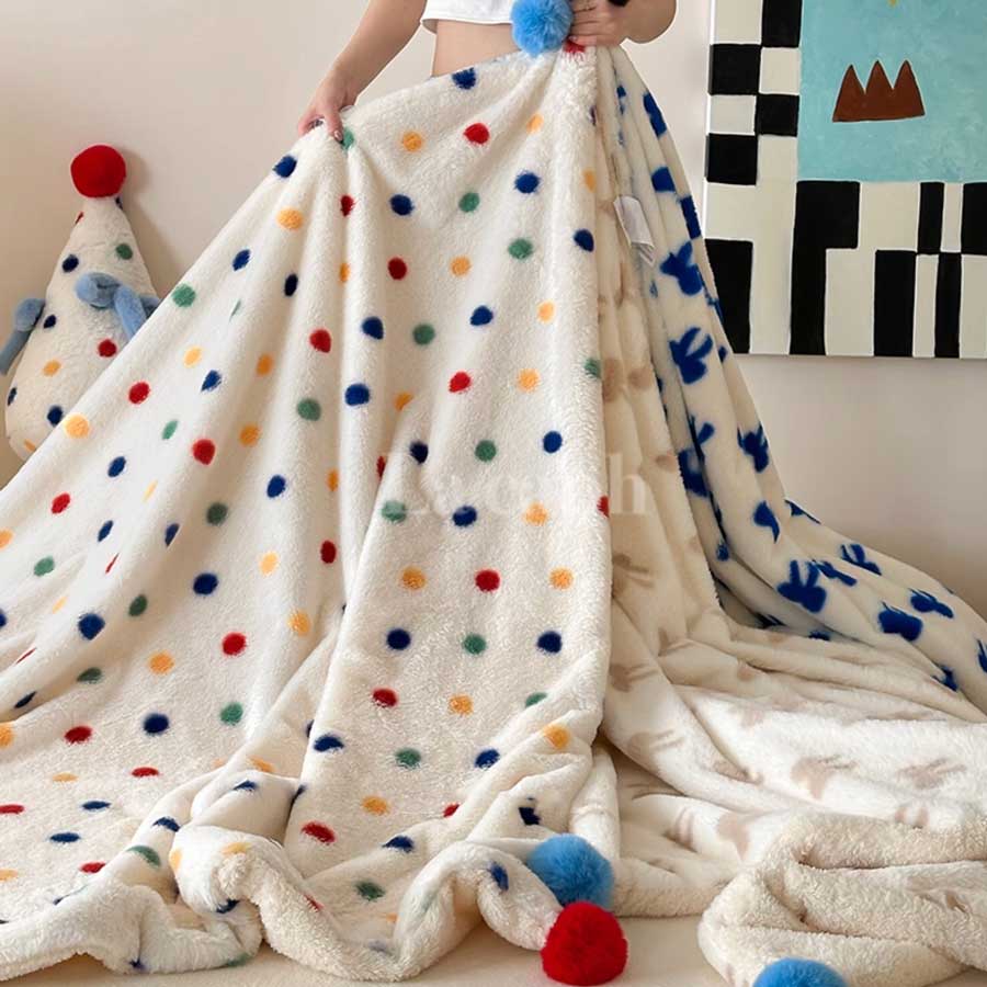 pom pom fleece blanket (3designs)