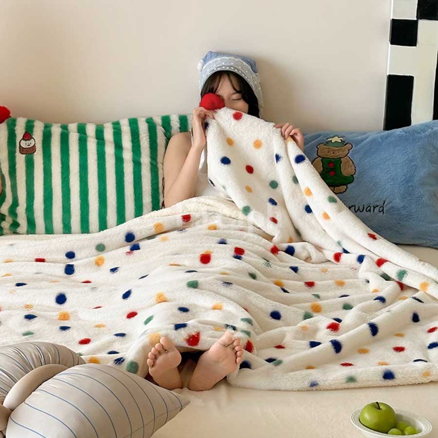 pom pom fleece blanket (3designs)