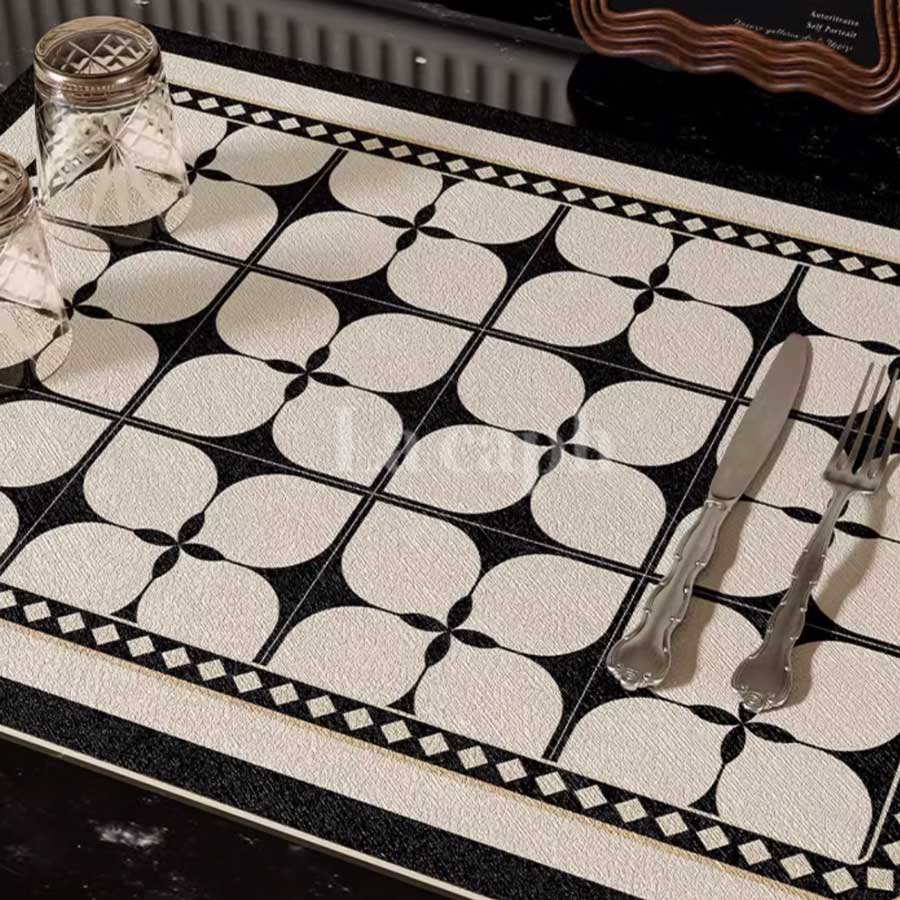 black tile sink mat