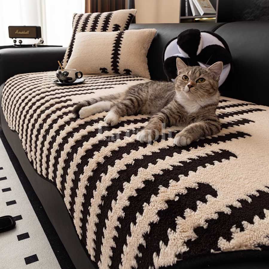 fluffy stripe sofa cover (4colors)