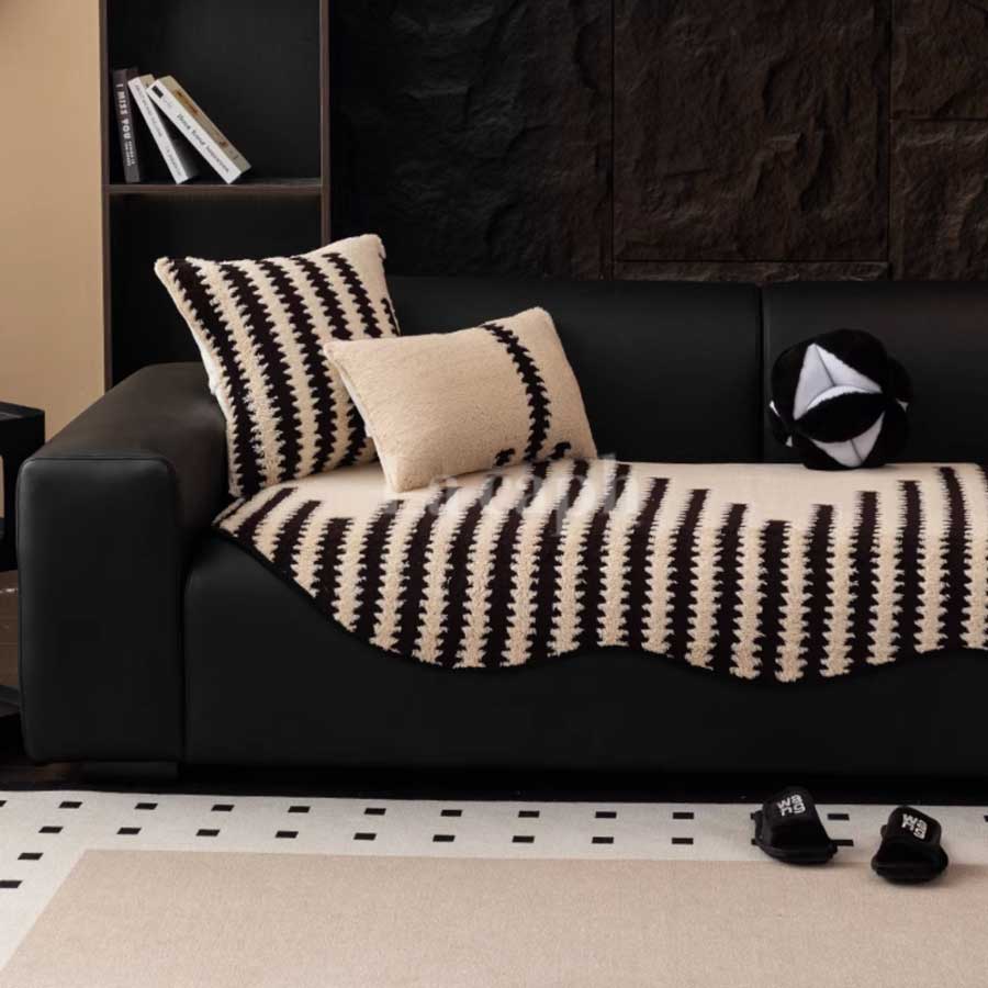 fluffy stripe sofa cover (4colors)