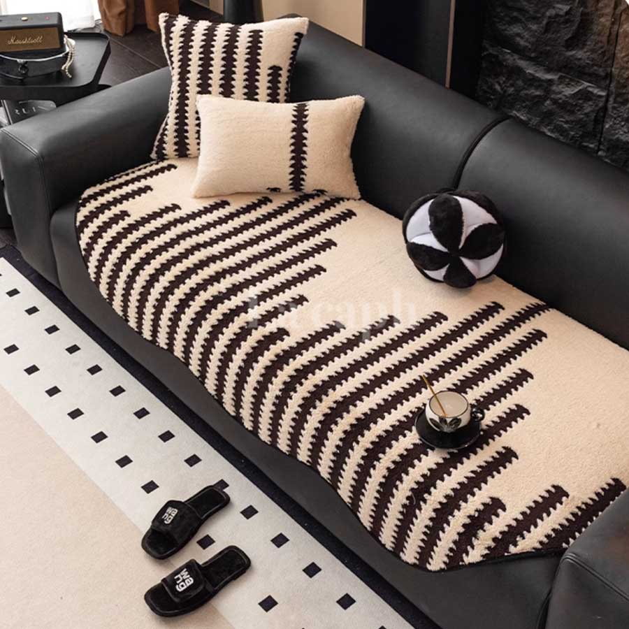 fluffy stripe sofa cover (4colors)