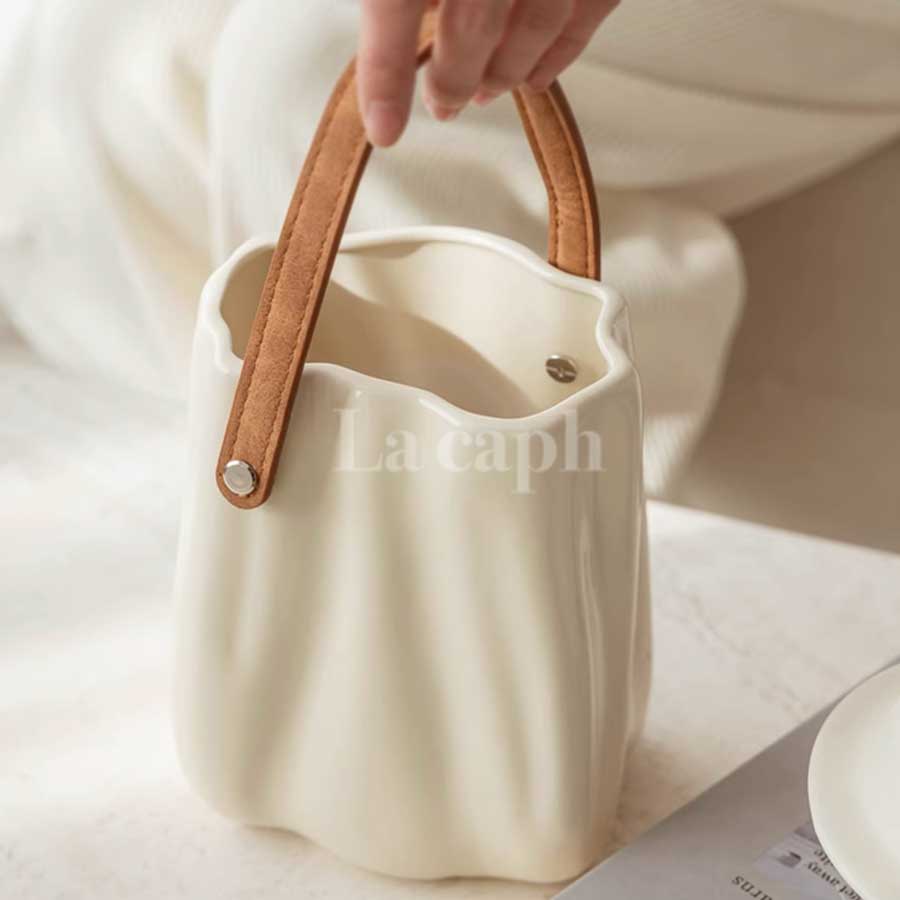 leather handle vase (3colors)