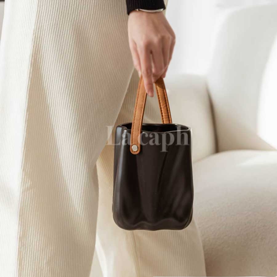 leather handle vase (3colors)