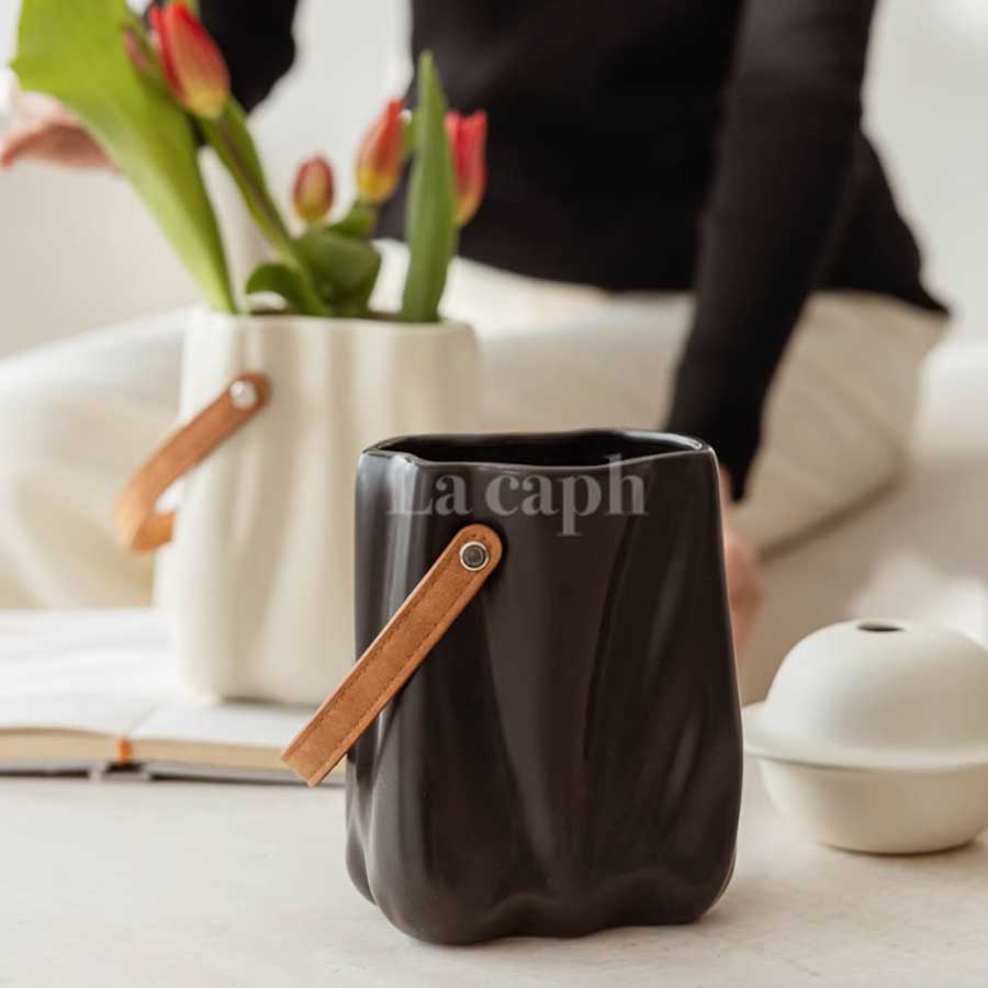 leather handle vase (3colors)