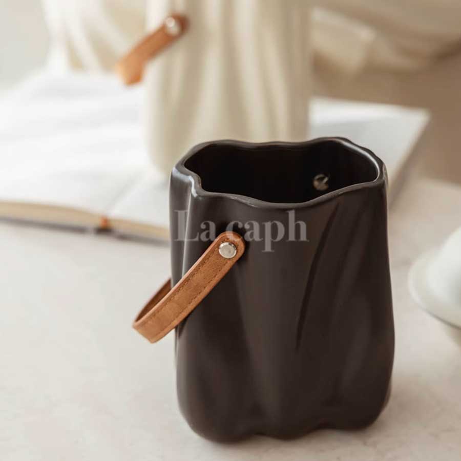 leather handle vase (3colors)
