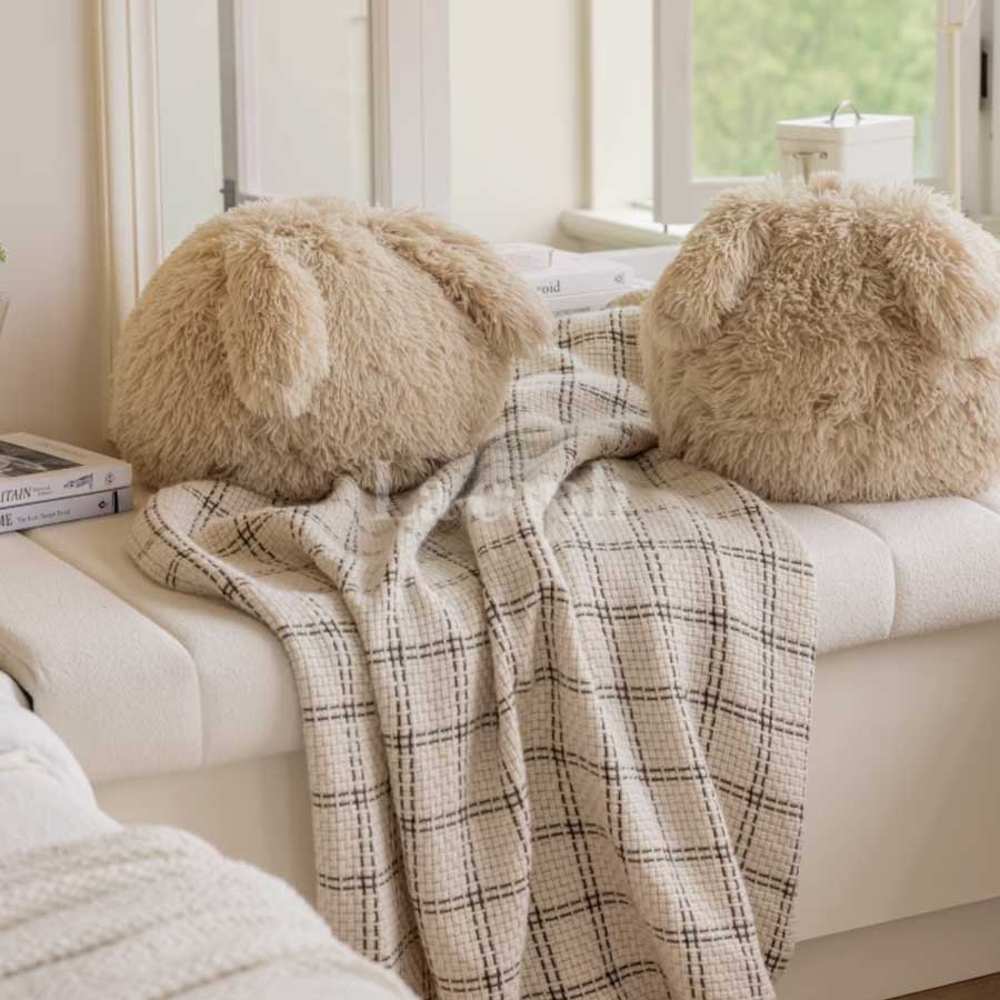 fluffy rabbit cushion