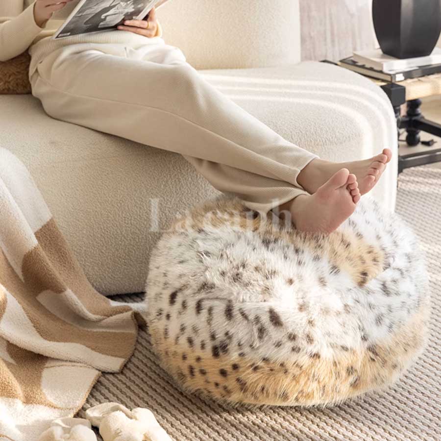 leopard fur stool
