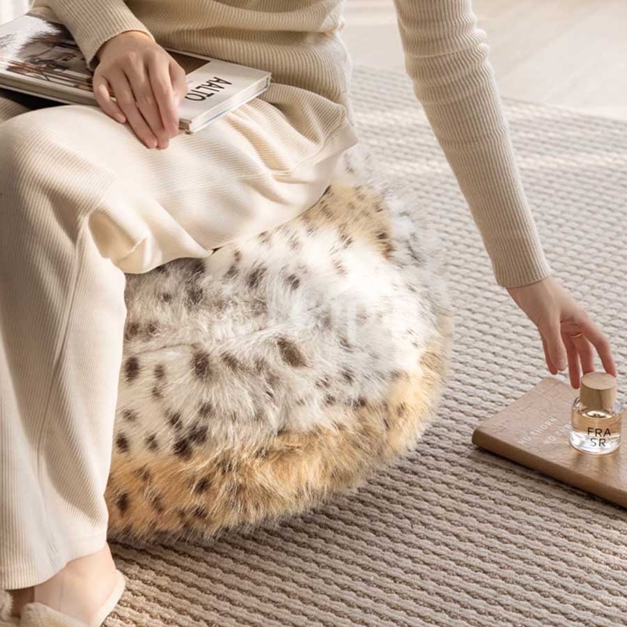 leopard fur stool
