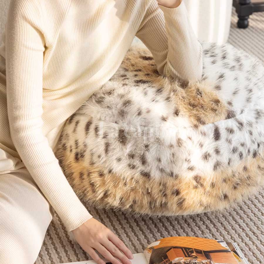 leopard fur stool