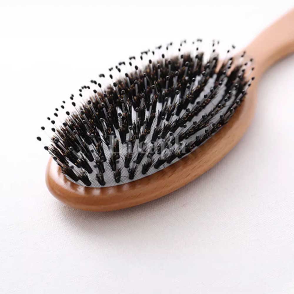 【即納】natural wood oval hair brush