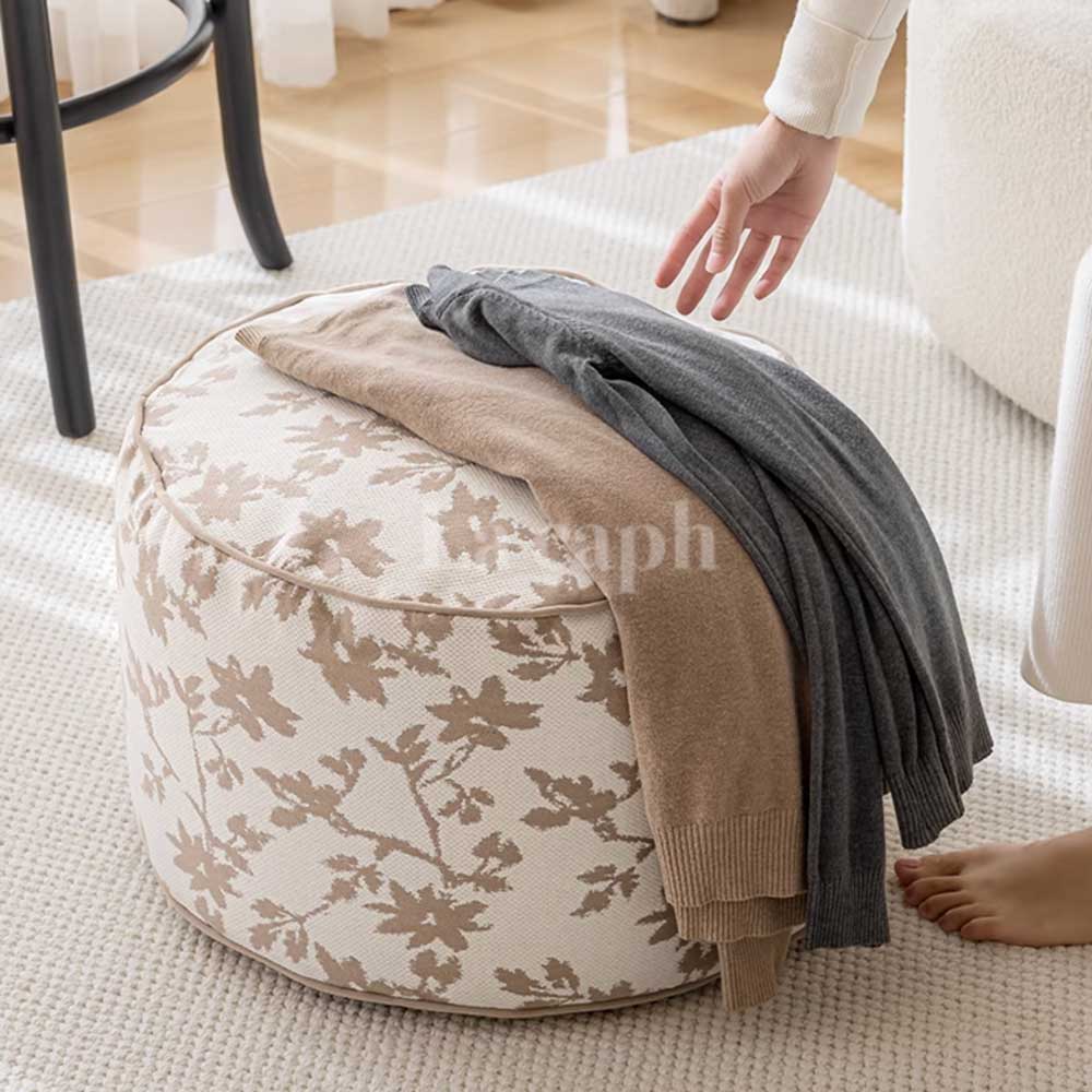 floral print ottoman stool & cushion (2colors)