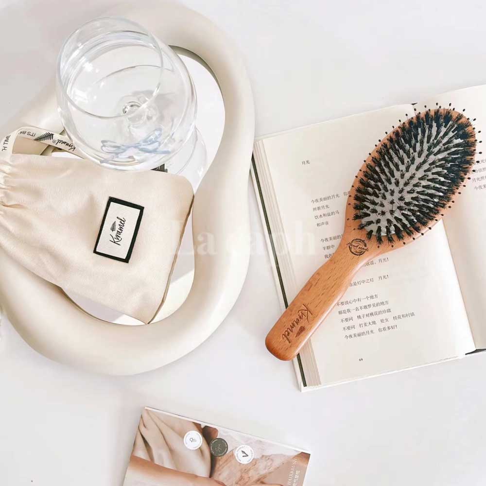【即納】natural wood oval hair brush
