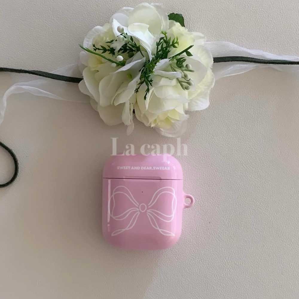 blush ribbon AirPods case (3colors)