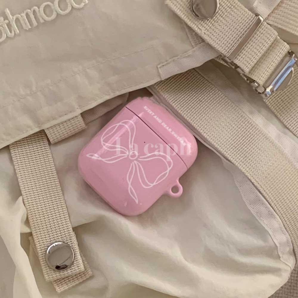 blush ribbon AirPods case (3colors)