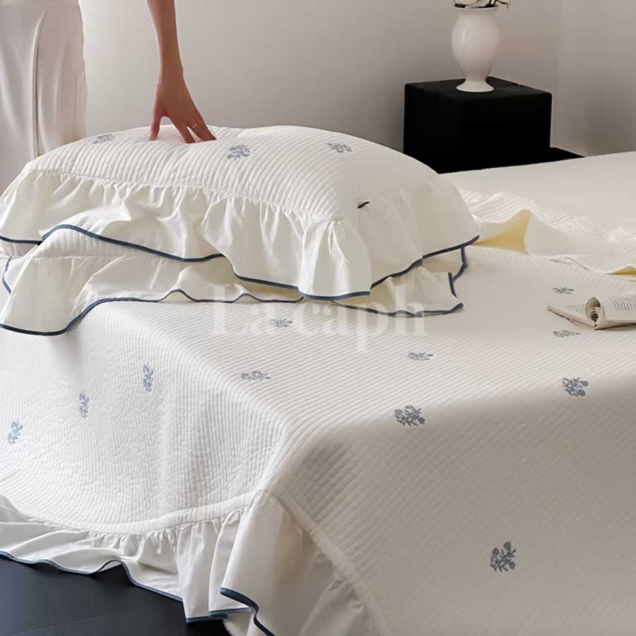 flower embroidery mattress & pillow sheets (2colors)