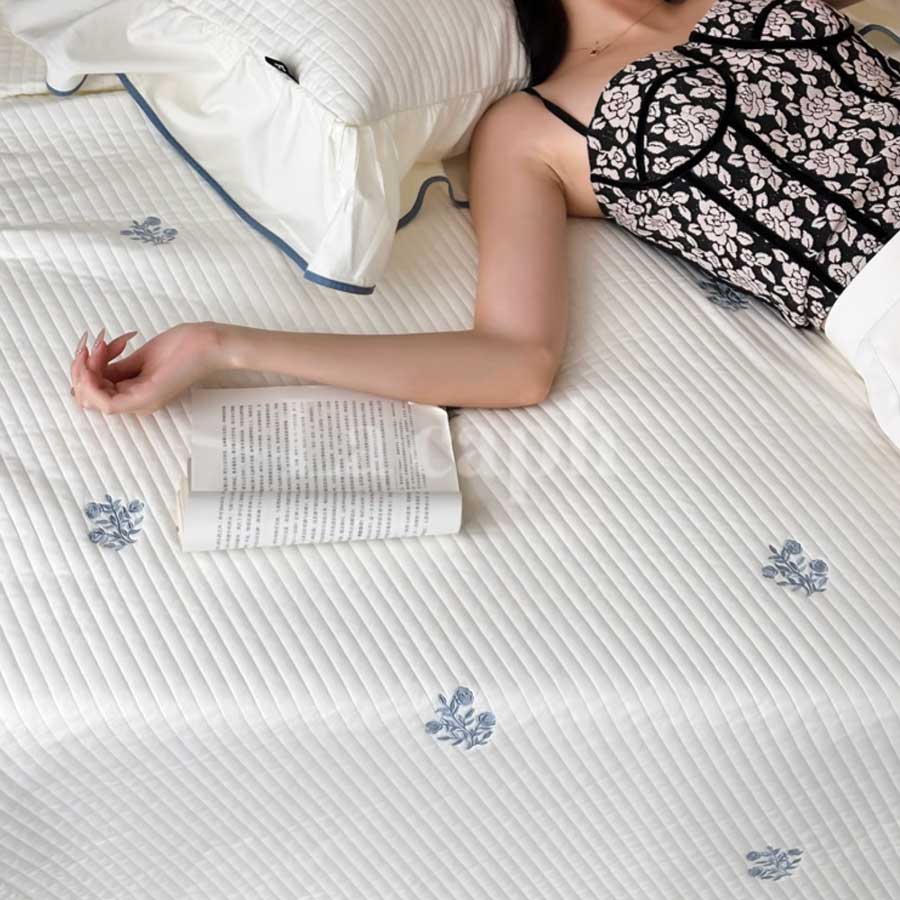 flower embroidery mattress & pillow sheets (2colors)