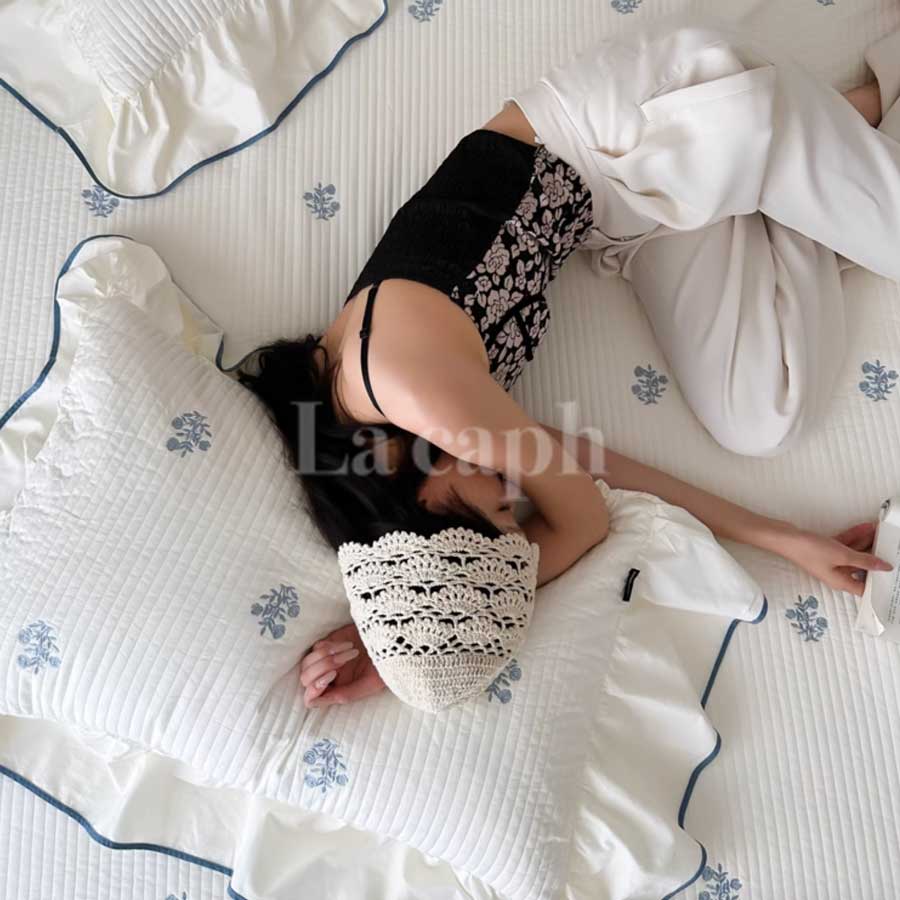 flower embroidery mattress & pillow sheets (2colors)