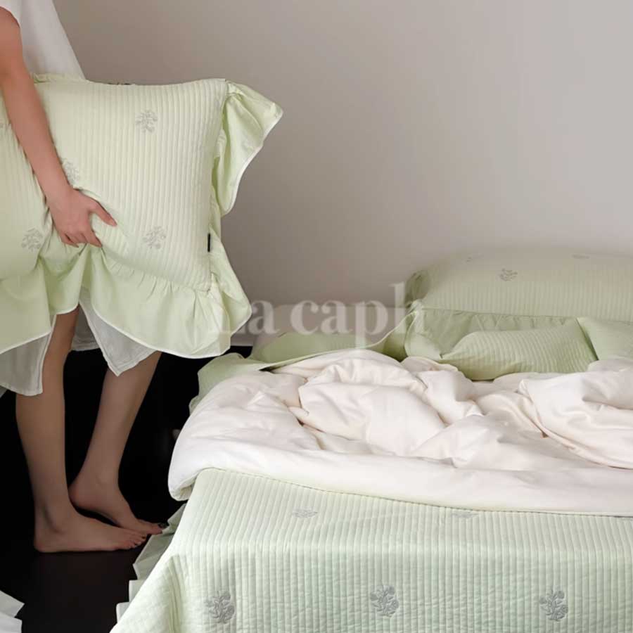 flower embroidery mattress & pillow sheets (2colors)