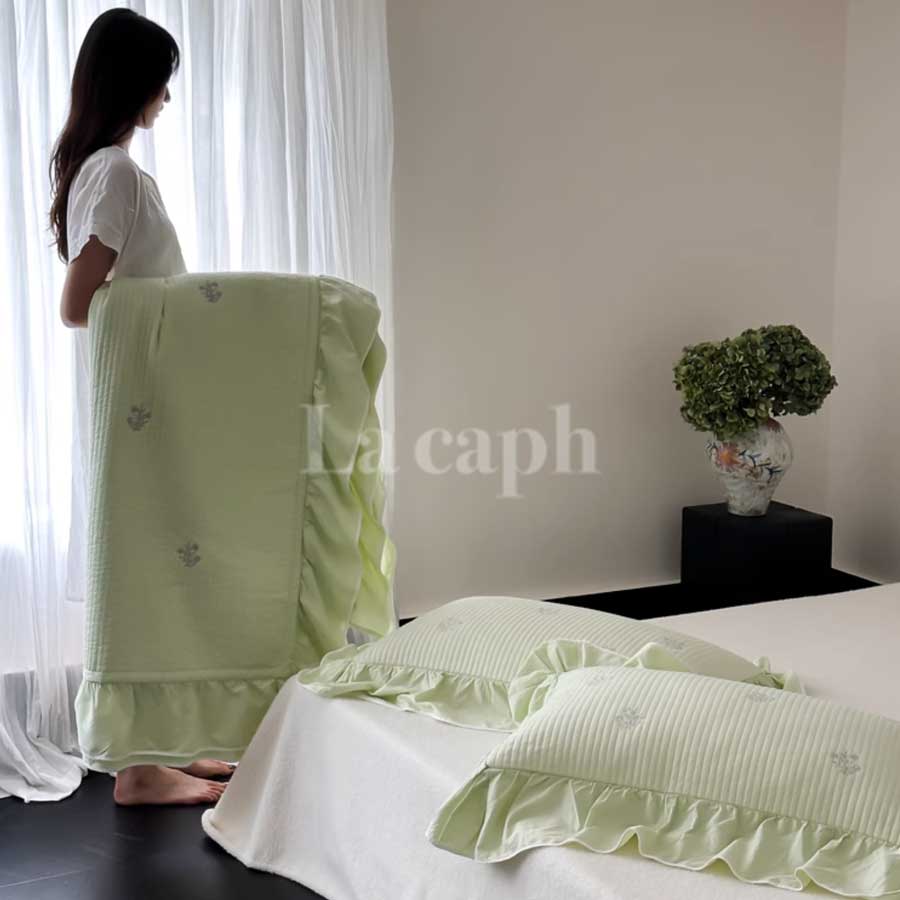 flower embroidery mattress & pillow sheets (2colors)