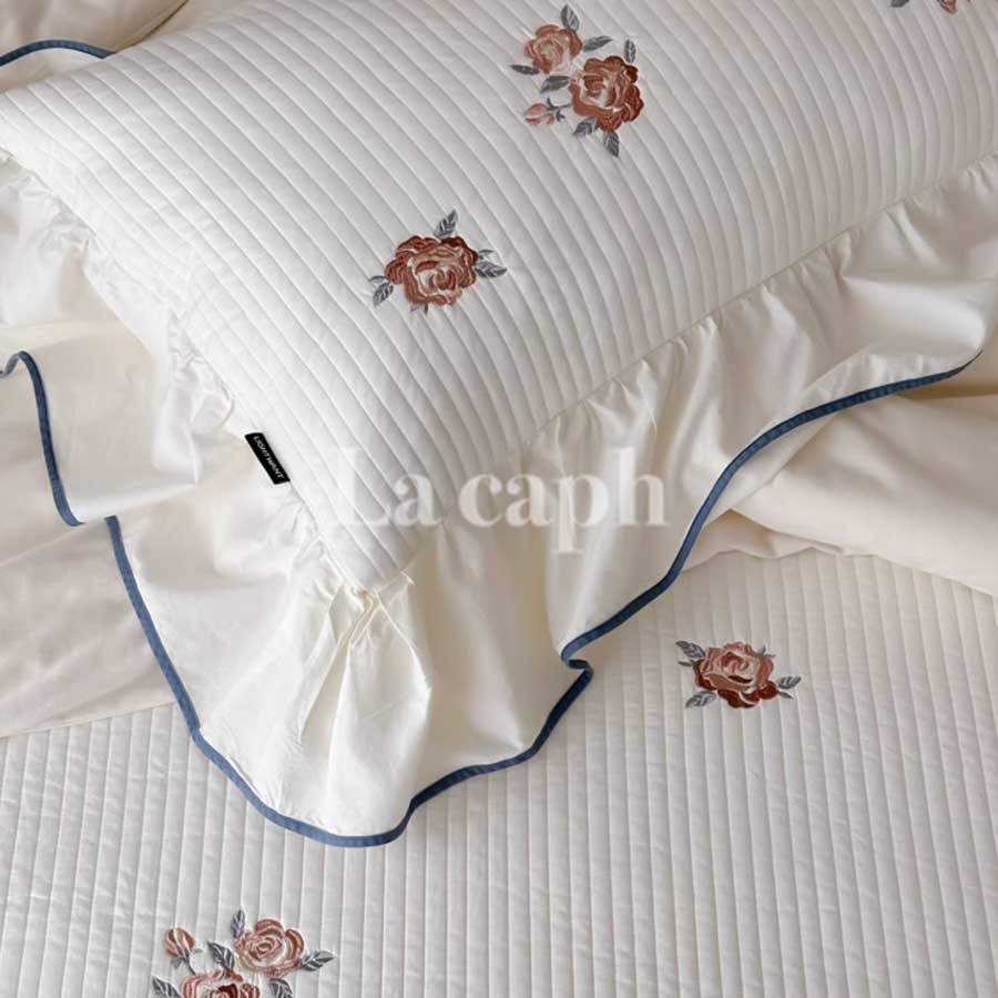 rose embroidery mattress & pillow sheets (2colors)
