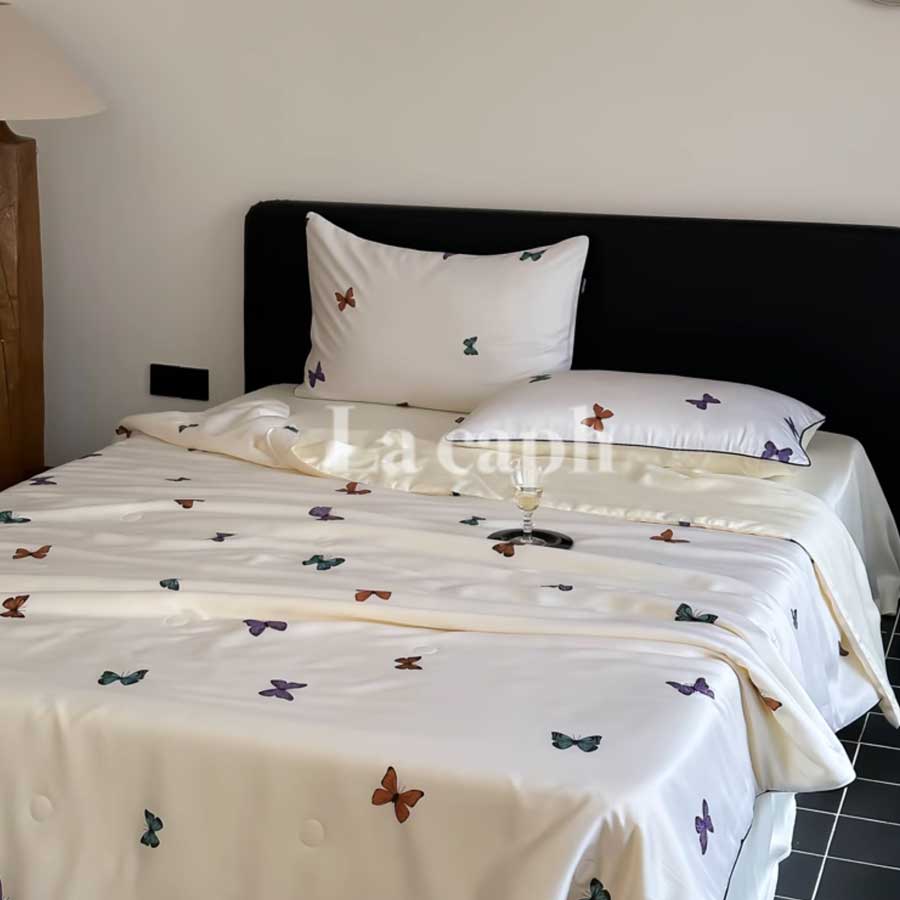 butterfly print quilt & pillow sheets (2colors)