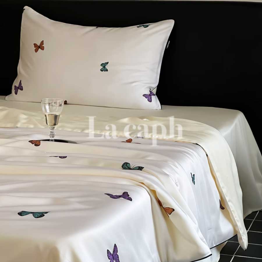 butterfly print quilt & pillow sheets (2colors)